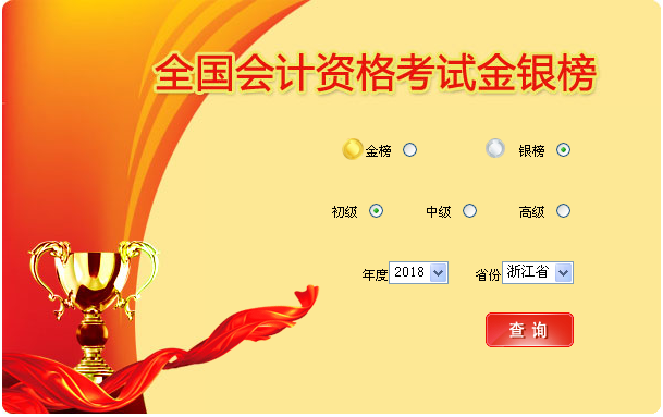 浙江省2018年初级会计职称考试银榜入口