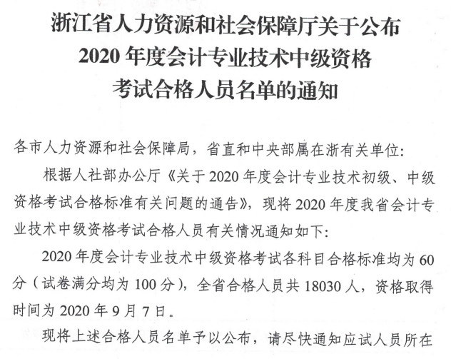 2020���㽭ʡ<a href='http://www.canet.com.cn/zj/' target='_blank'><u>�м����ְ�ƿ���</u></a>�ϸ���Ա����֪ͨ(18030��)